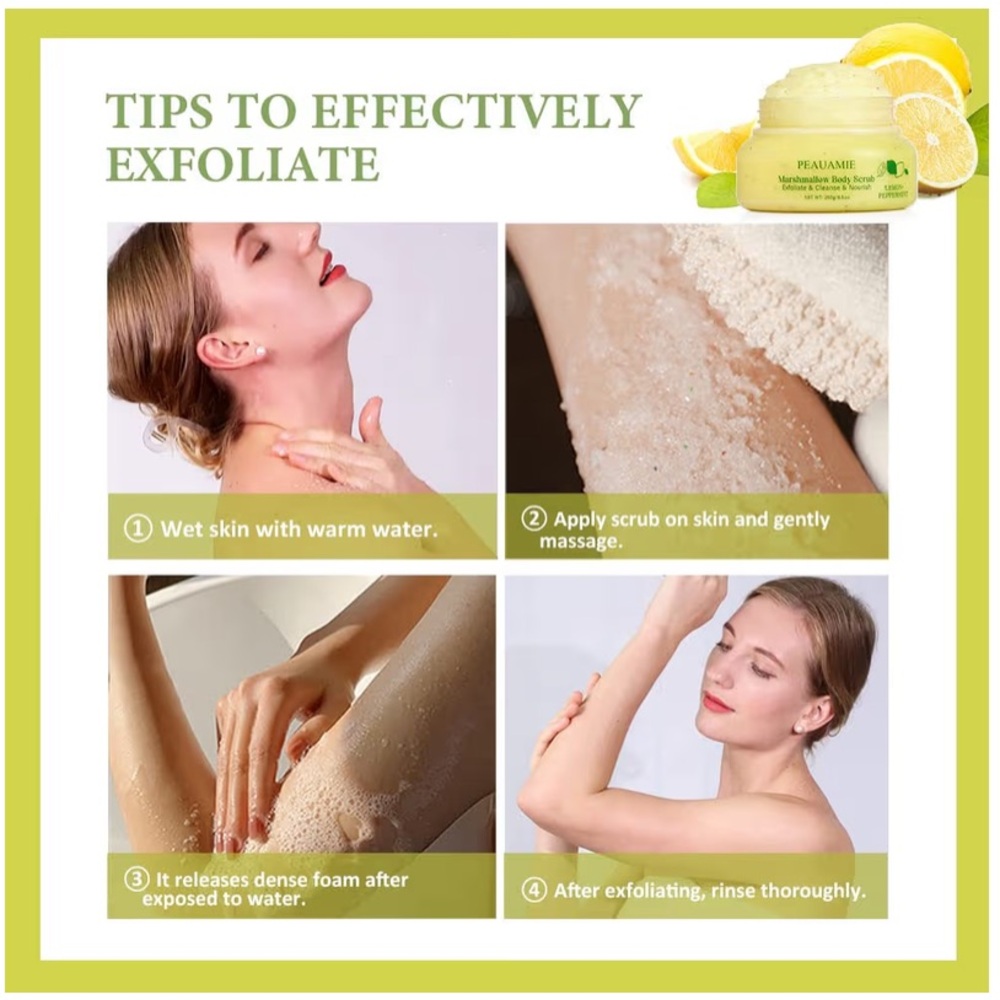 Peauamie Lemon + Peppermint Marshmallow Body Scrub NIP - Picture 5 of 9